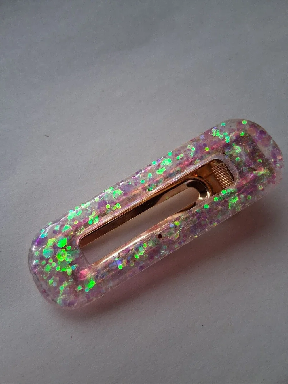 5/$25 Hand Crafted Iridescent Pink Glitter Hair Clip